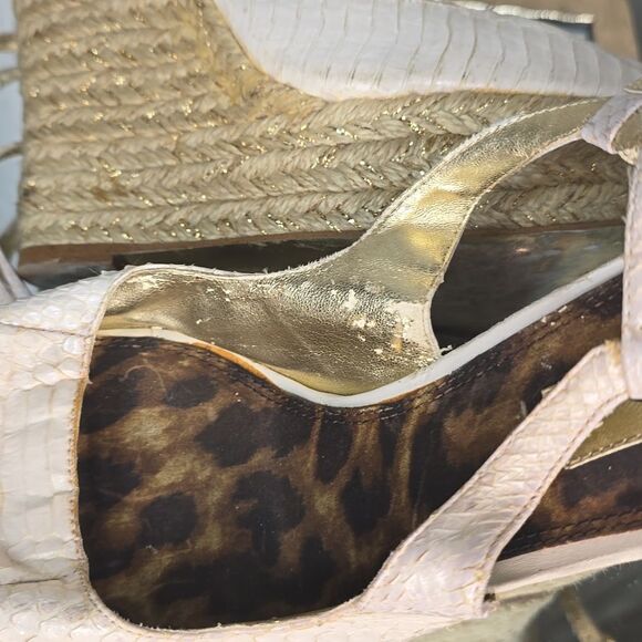 Bebe Avery White Leather Wedge Sandal - Picture 14 of 15